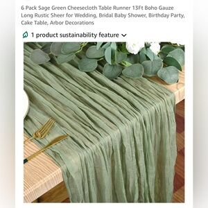 6 pack of Sage Green cheese cloth table runners